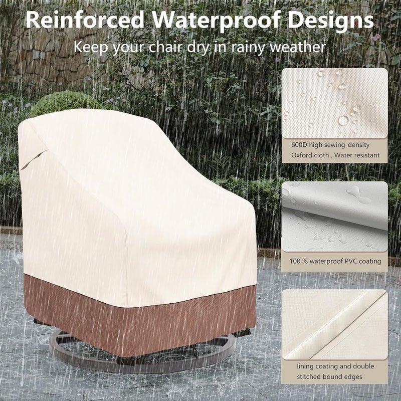okcool Outdoor Swivel Chair Cover 2 Pack,Outdoor Furniture Patio Chair Covers Waterproof Clearance,(33"W x 35"D x 38.5"H) Outdoor Lawn Patio Furniture Covers,Beige & Brown - Image 5